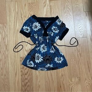 blue floral babydoll cami top with tie back